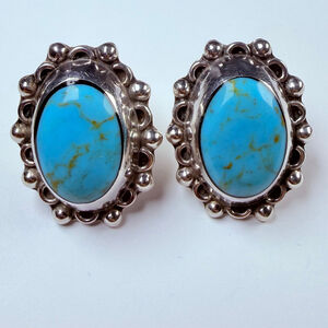 Taller Salgado Southwestern Turquoise 925 Sterling Silver Earrings Taxco Mexico